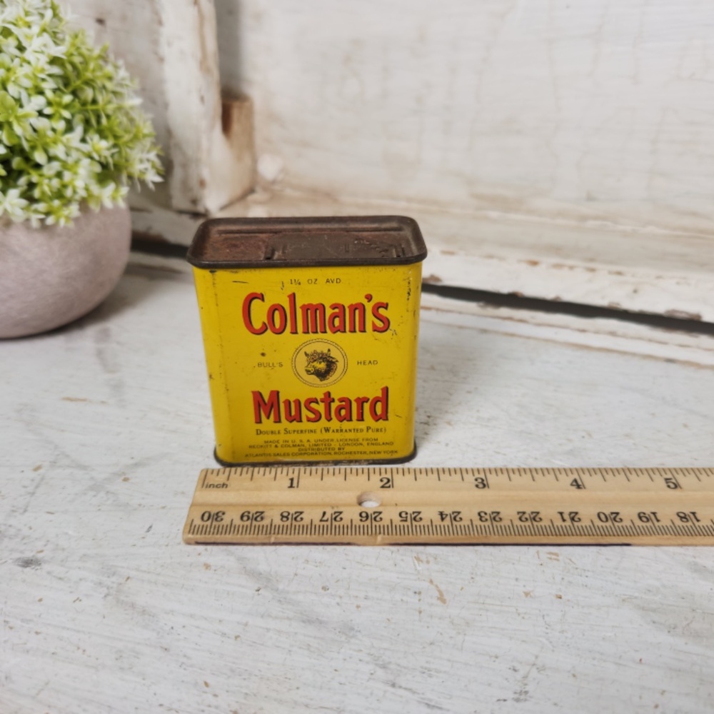Vintage Colman's Mustard 1 1/4 oz Yellow Tin, USA Made- Collectible Metal Tins - Picture 8 of 9